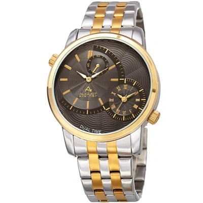 August Steiner Quartz Dual Time Grey Dial Two-tone Men's Watch As8210ttg In Gold