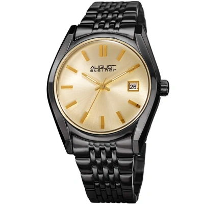 August Steiner Quartz Gold Dial Black-plated Ladies Watch As8235bk