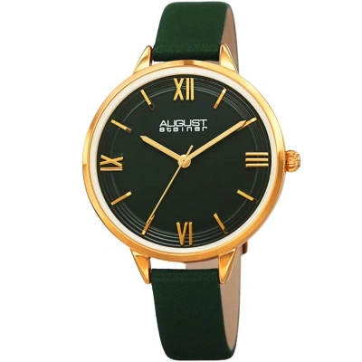 August Steiner Quartz Green Dial Green Leather Ladies Watch As8263gn In Gold Tone / Green