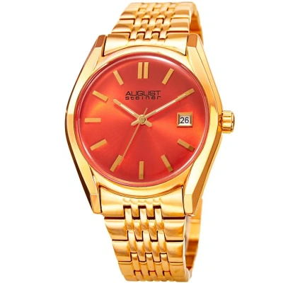 August Steiner Quartz Orange Dial Ladies Watch As8235ygor In Gold