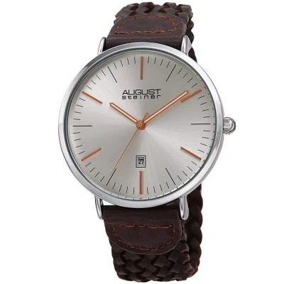 August Steiner Quartz Silver Dial Men's Watch As8293br In Brown