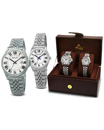 August Steiner Unisex Stainless Steel Watch Set In Metallic