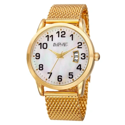August Steiner White Dial Yellow Gold-tone Mesh Men's Watch As8195yg