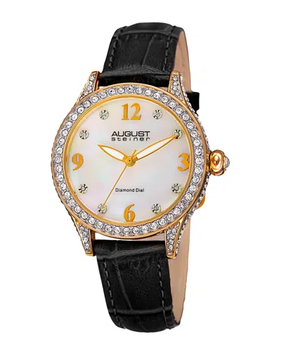 August Steiner Women's Genuine Leather Watch In Black