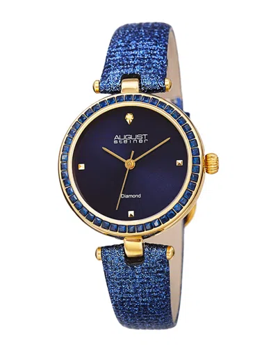 August Steiner Women's Leather Diamond Watch