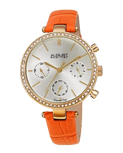 AUGUST STEINER AUGUST STEINER WOMEN'S LEATHER DIAMOND WATCH
