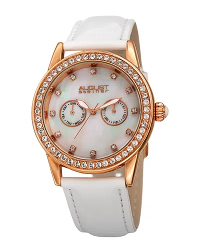 August Steiner Women's Leather Watch In White