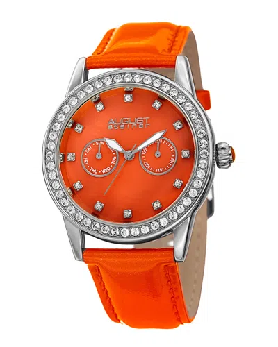August Steiner Women's Patent Leather Watch In Orange