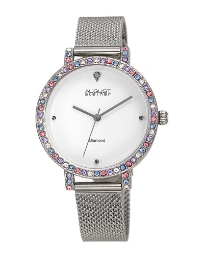 August Steiner Women's Stainless Steel Diamond Watch