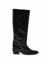 Augusta Black Leather Tall Boots In Black
