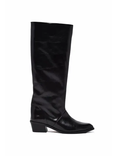 Augusta Black Leather Tall Boots