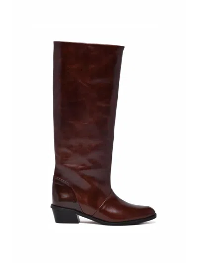 Augusta Brown Leather Tall Boots