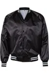 Augusta Sportswear Satin Baseball Jacket Striped Trim In Multi