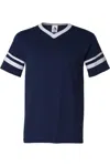 Augusta Sportswear V-neck Jersey With Striped Sleeves In Blue
