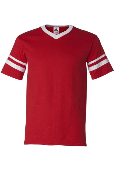 Augusta Sportswear V-neck Jersey With Striped Sleeves In Multi