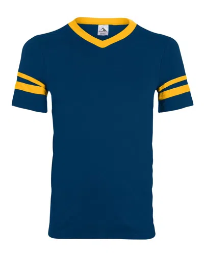 Augusta Sportswear V-neck Jersey With Striped Sleeves In Multi