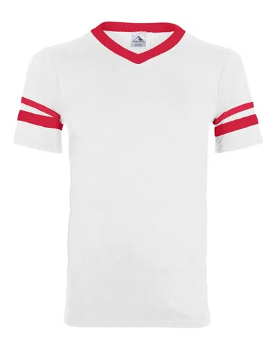 Augusta Sportswear V-neck Jersey With Striped Sleeves In White