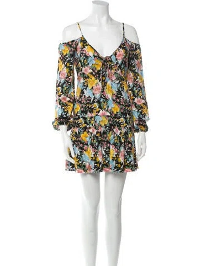 Pre-owned Auguste Floral Print Mini Dress In Black