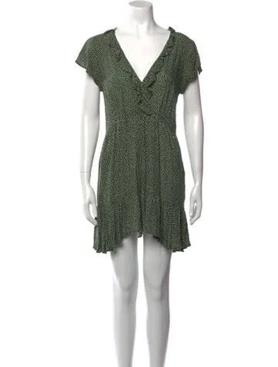 Pre-owned Auguste Polka Dot Print Mini Dress In Green