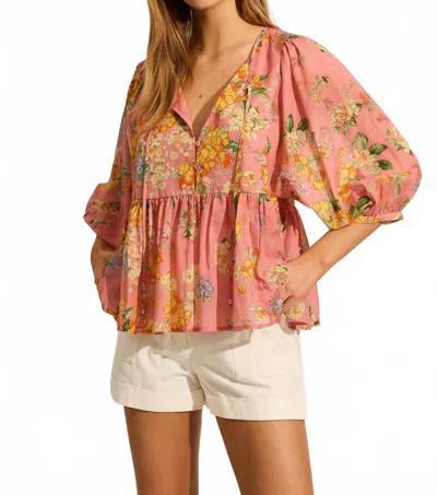 Auguste The Label Audrey Blouse In Pink In Animal Print