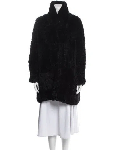 Pre-owned Augustina's Leather Vintage Fur Jacket In Black