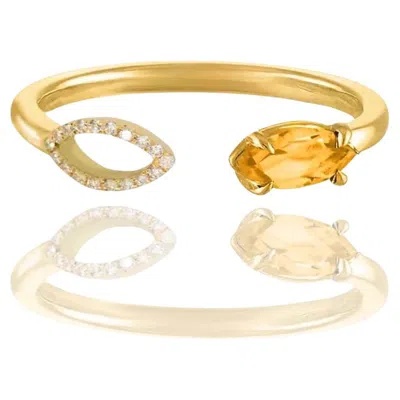 Pre-owned Augustine Jewels Citrine & Diamond Ring In Multi