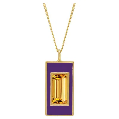 Pre-owned Augustine Jewels Citrine And Purple Enamel Drop Necklace