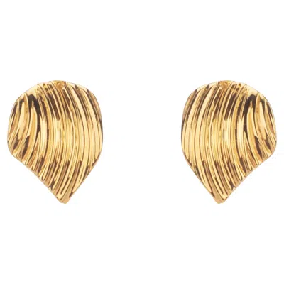 Pre-owned Augustine Jewels Gold Shell Stud Earrings In Multi