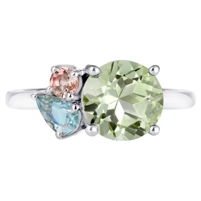 Pre-owned Augustine Jewels Green Amethyst Cluster Ring In Purple