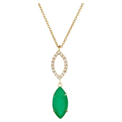 Pre-owned Augustine Jewels Marquise Cut Agate & Diamond Necklace In Multi