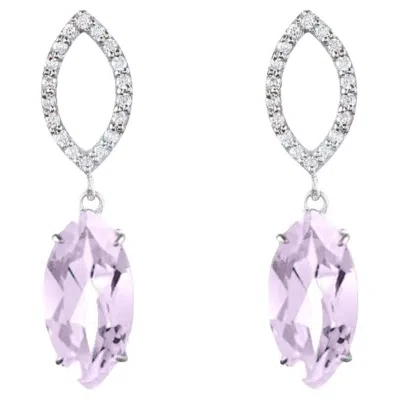Pre-owned Augustine Jewels Purple Amethyst & Diamond Earrings