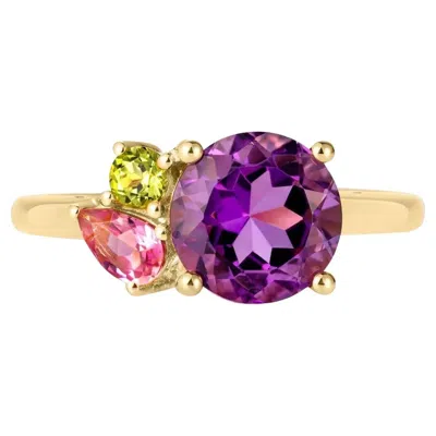 Pre-owned Augustine Jewels Purple Amethyst Cluster Ring