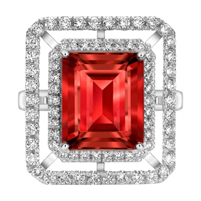 Pre-owned Augustine Jewels Rubellite & Diamond Ring In Multi