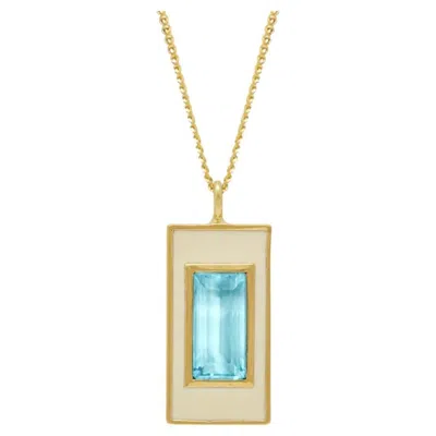 Pre-owned Augustine Jewels Sky Blue Topaz And White Enamel Drop Necklace