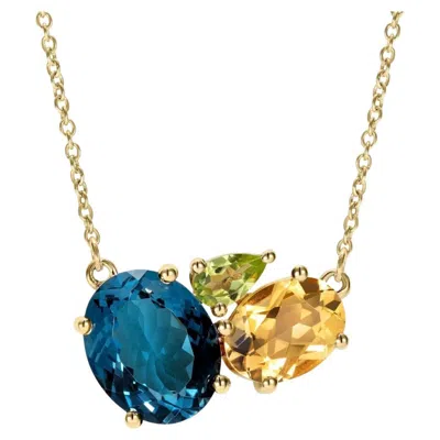 Pre-owned Augustine Jewels Teal Topaz Cluster Necklace In Green