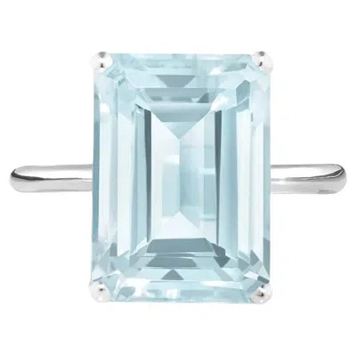 Pre-owned Augustine Jewels White Gold Aquamarine Cocktail Ring