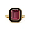 Augustine Jewels Women's Black / Red Rhodolite And Black Enamel Cocktail Ring In Multi