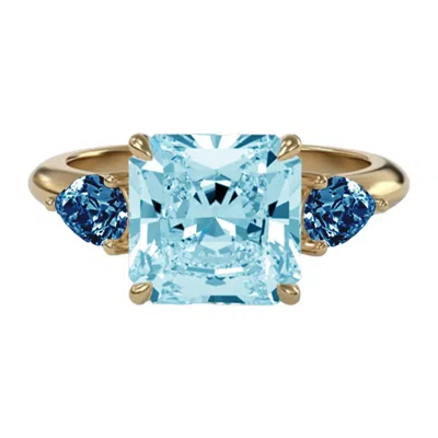 Augustine Jewels Women's Blue / Gold Sky Blue Topaz And Pear Teal Topaz Cocktail Ring In Multi