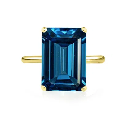 Augustine Jewels Women's Blue / Gold Teal Topaz Cocktail Ring - Silver Plated In Blue/gold