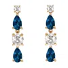 Augustine Jewels Women's Blue / Gold / White Short Teal Topaz And White Topaz Drop Earrings - Gold Vermeille In Multi