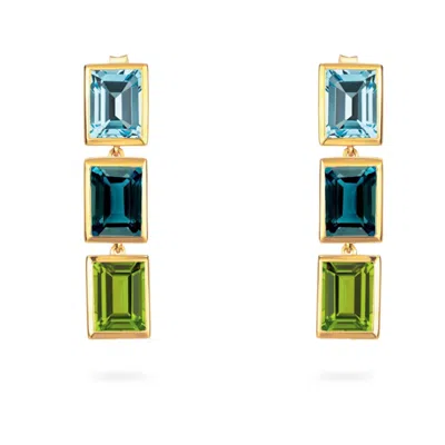 Augustine Jewels Women's Blue / Green Blue Topaz Peridot Drop Earrings In Multi
