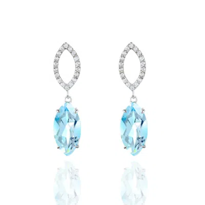 Augustine Jewels Women's Blue / White Blue Topaz & Diamond Earrings In Multi