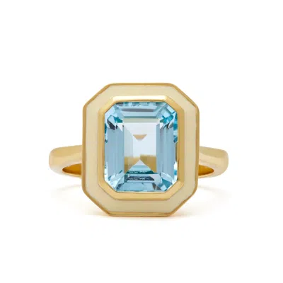 Augustine Jewels Women's Blue / White Sky Blue Topaz And White Enamel Cocktail Ring In Multi