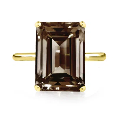 Augustine Jewels Women's Brown / Gold Yellow Gold Vermeil Smoky Quartz Cocktail Ring In Multi