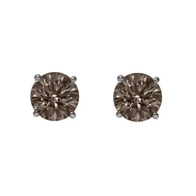 Augustine Jewels Women's Brown / Silver Smoky Quartz Large Stud Earrings In Multi