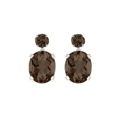 Augustine Jewels Women's Brown Smoky Quartz Drop Earrings