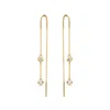 Augustine Jewels Women's Delicate Gold Diamond Threader Earrings