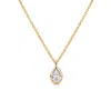 Augustine Jewels Women's Delicate Pear Shaped Gold Diamond Necklace Bezel Set