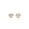 Augustine Jewels Women's Delicate Round Shaped Gold Diamond Stud Earrings Bezel Set