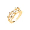 Augustine Jewels Women's Delicate Triple-tiered Round Shaped Gold Diamond Ring Bezel Set